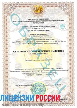 Образец сертификата соответствия аудитора №ST.RU.EXP.00014300-1 Медногорск Сертификат OHSAS 18001